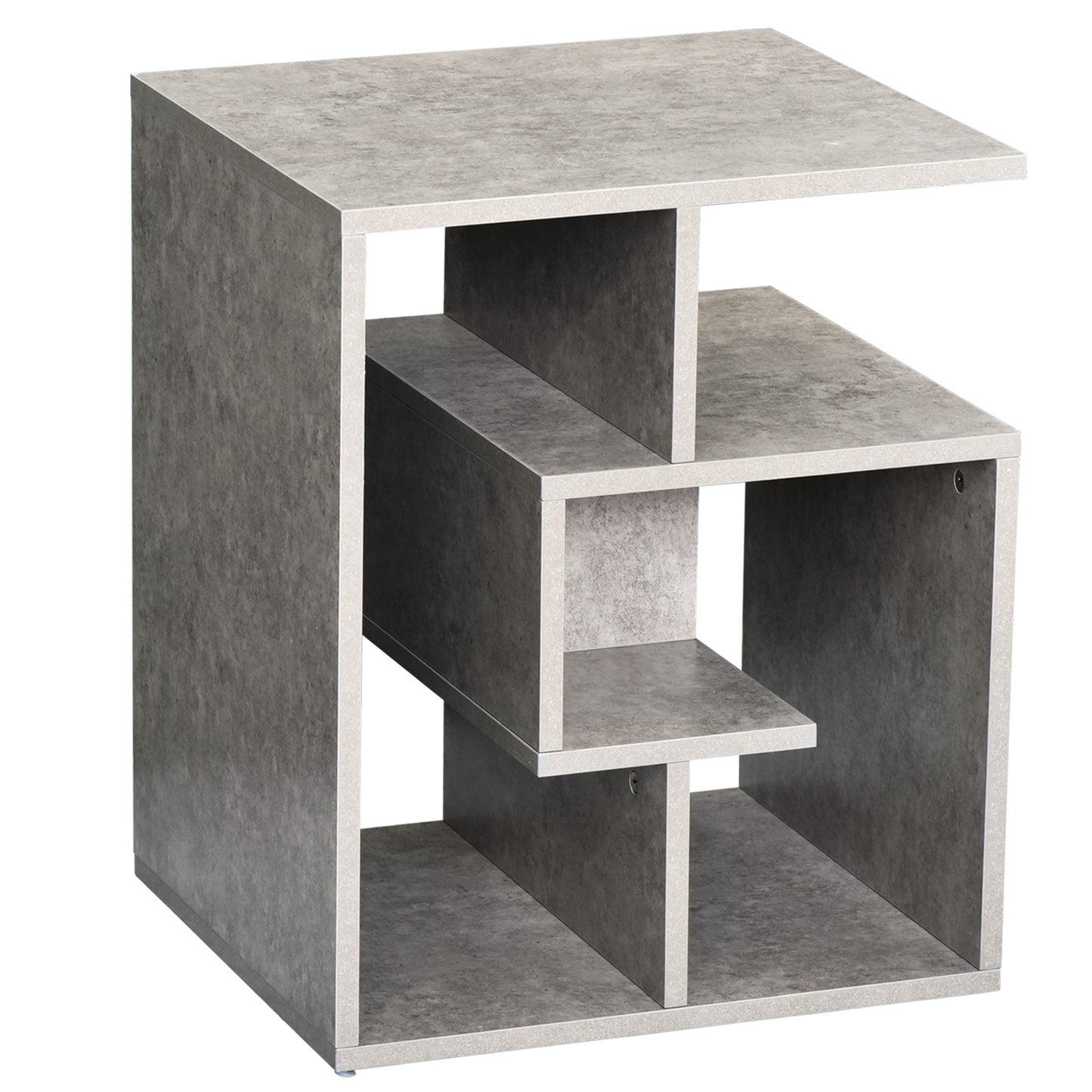 Biblioteca pe 3 niveluri in Lemn Gri Efect Ciment 45x40x55cm