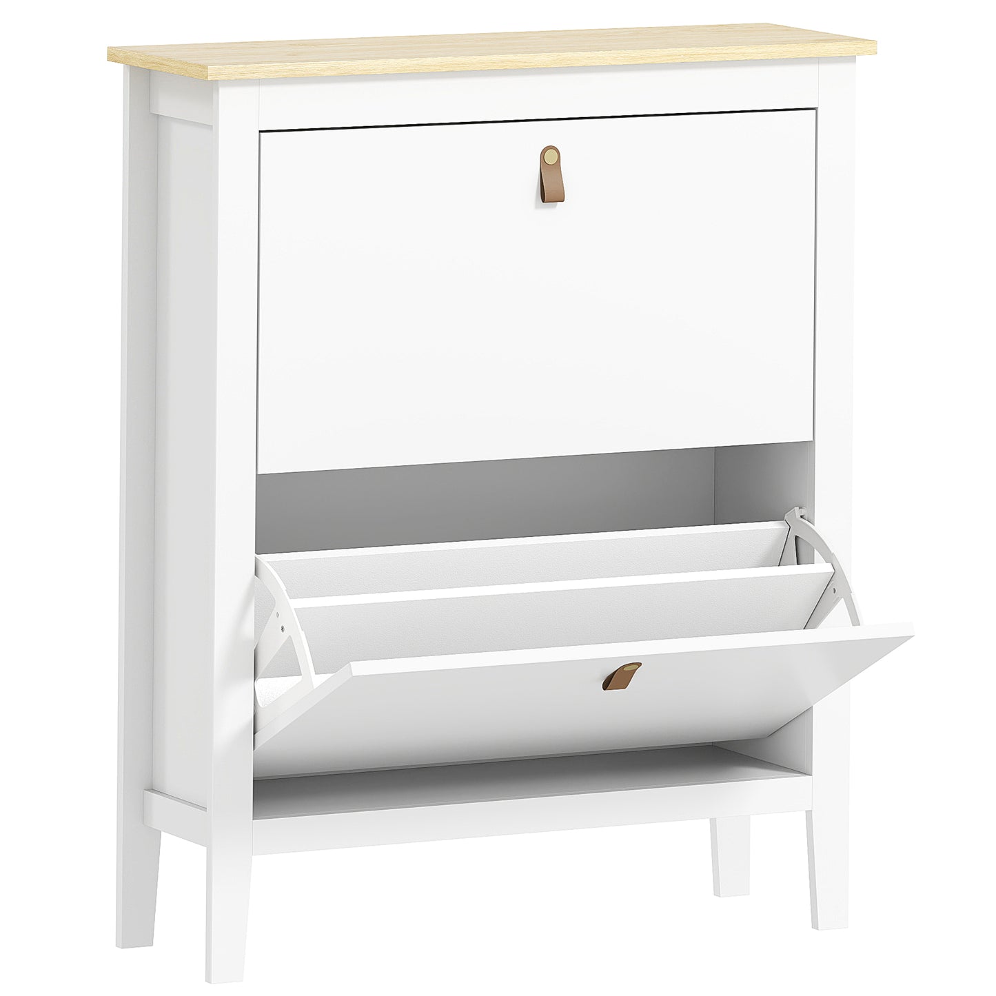 Pantofar cu 2 Sertare Rabatabile pentru 14 Perechi de Pantofi și Rafturi Reglabile, 80x24x95.5 cm, Alb