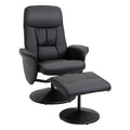 Fotoliu Relax Rotativ 360° din Metal și Piele Sintetică, cu Suport pentru Picioare, Spătar Reglabil, Negru