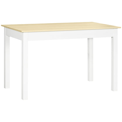 Masă de Dining pentru 4-6 Persoane, Design Modern pentru Bucătărie și Living, 119x70x75cm, Alb și Lemn