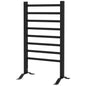 Suport prosop electric de podea sau montare pe perete, 150W, cu 8 bare și timer de 2 sau 4 ore, 53x35x90 cm, negru