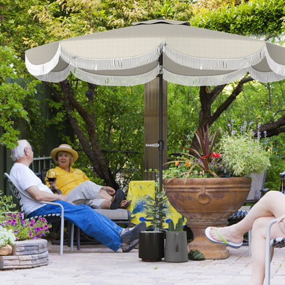 Umbrelă de Grădină Rotundă 2,7x2,4 m cu Manivelă, din Metal și Poliester, Gri Deschis
