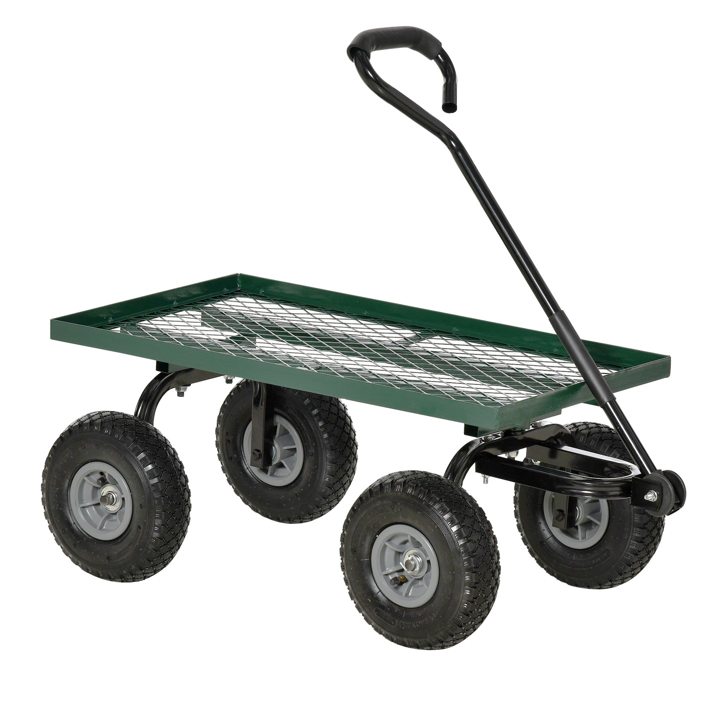 Cărucior de grădină din oțel cu capacitate de 150 kg și mâner acoperit, 94x48.5x100 cm, negru și verde