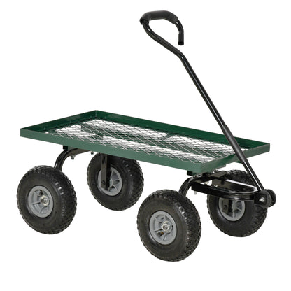 Cărucior de grădină din oțel cu capacitate de 150 kg și mâner acoperit, 94x48.5x100 cm, negru și verde