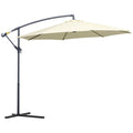 Umbrelă de Soare Excentrică cu Bază în Cruce Inclusă, din Metal și Poliester, 3x2,5 m, Bej