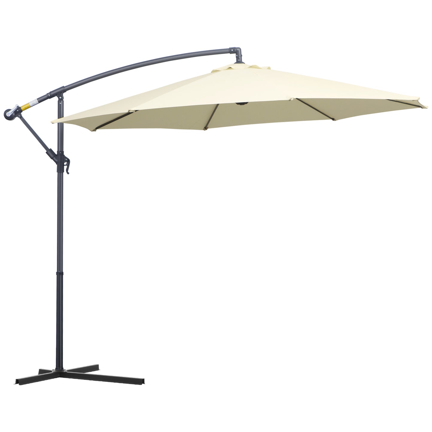 Umbrelă de Soare Excentrică cu Bază în Cruce Inclusă, din Metal și Poliester, 3x2,5 m, Bej