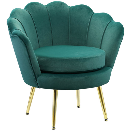 Fotoliu Design Vintage, Tapitat în Catifea Verde, Fotoliu de Accent pentru Relaxare în Dormitor, Stil Clasic Modern