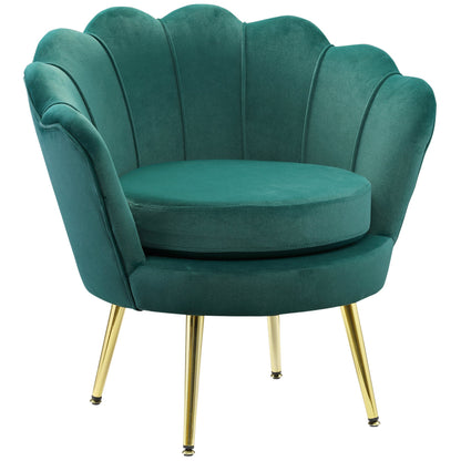 Fotoliu Design Vintage, Tapitat în Catifea Verde, Fotoliu de Accent pentru Relaxare în Dormitor, Stil Clasic Modern