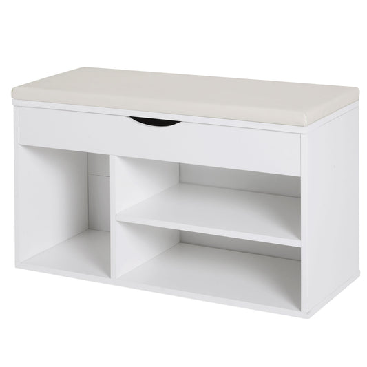 Banca Pantofi Alba 80×30×47 cm – Cu Sertar & sezut Rabatabil