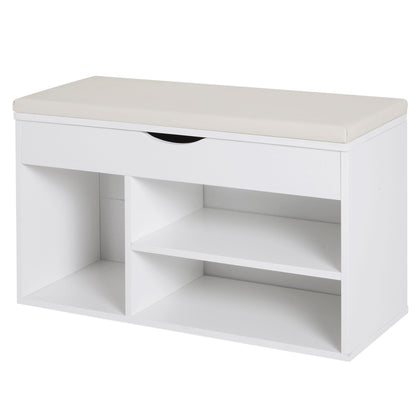 Banca Pantofi Alba 80×30×47 cm – Cu Sertar & sezut Rabatabil