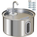 Fântână din Inox 2,5L pentru Pisici cu LED și 2 Moduri de Flux, Argintiu