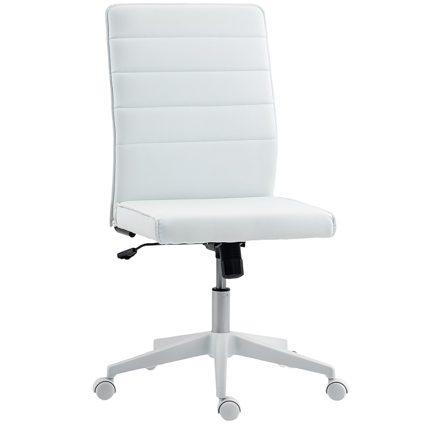 Scaun de Birou Ergonomic și Reglabil cu Spătar Curbat, din Piele PU și Oțel, 58x53x97-107 cm, Alb