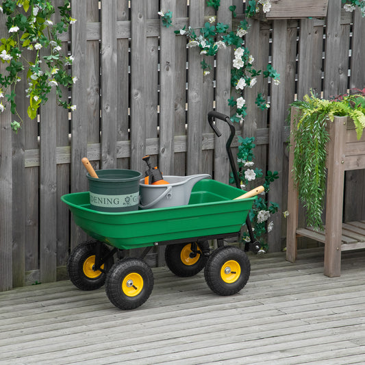 Carucior de Gradina  75L din Otel si PP cu Cuva Rabatabila si Maner de Transport, 109x52x94 cm, Verde
