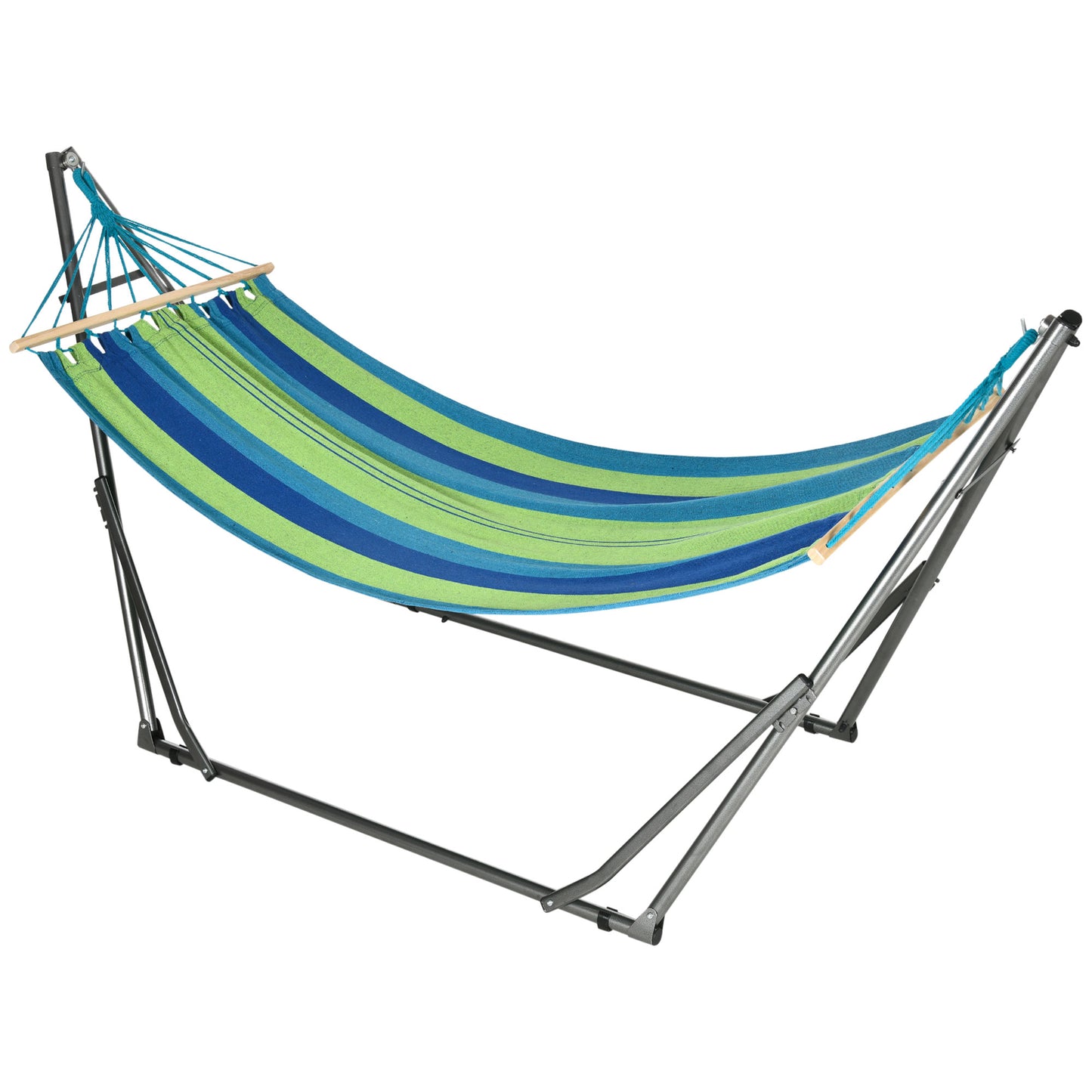 Hamac pentru Exterior cu Arc cu Suport Curbat PLiabil, Material din Bumbac Comfortabil si Cadru de Otel, Negru