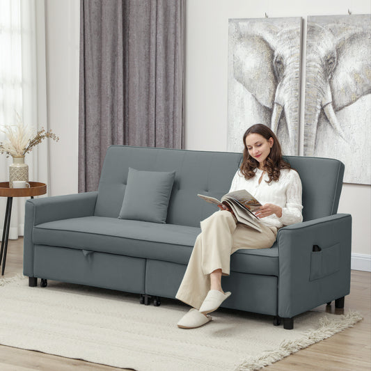 Canapea Extensibila 3 Locuri Gri 196×90×89 cm
