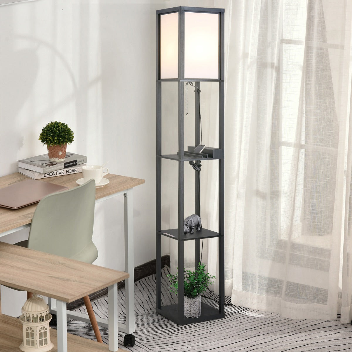 lampa de podea, 26x26x160cm, alba