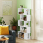 Bibliotecă Asimetrică în Formă de S cu 5 Niveluri și 10 Rafturi Deschise, 80x24x159 cm, Alb