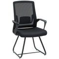 Scaun de birou ergonomic fără roți, cu brațe, pentru sală de așteptare, negru