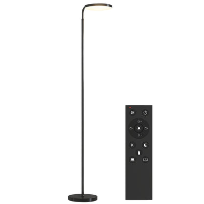 Lampă de Podea LED cu Cap Rotativ la 350° și Telecomandă Magnetică, Reglaj Continuu 3000K-6500K, Negru