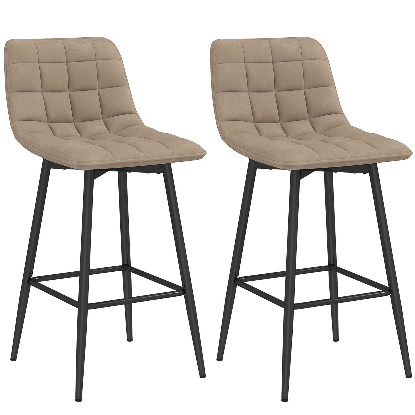 Scaune de bar Nordic, cu spătar și suport pentru picioare, 84 cm, din catifea și metal, Maro