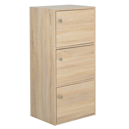 Dulap Multifunctional Lemn Natural – 3 Rafturi & Usi pentru Casa sau Birou