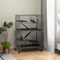 Cușcă pentru Rozătoare cu 4 Intrări la Nivele Multiple cu Hamac, din Metal și PP, 80x52x128 cm, Argintiu și Gri