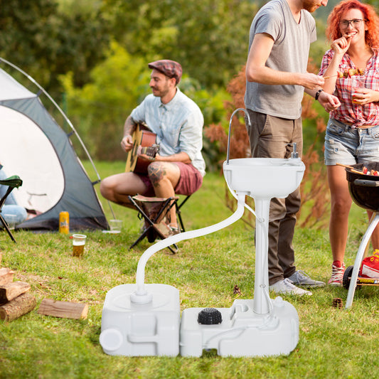 Chiuveta Portabila de Camping cu 2 roti, Rezervor de Apa de 17 litri, Rezervor de Sapun