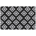 Covor de Exterior  pentru Balcon și Terasă Reversibil cu Motiv Geometric, 2.74x1.82 m, Negru și Alb