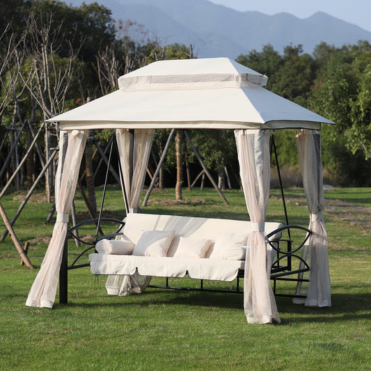Foisor cu Canapea cu 3 locuri si plasa de tantari, 256x172x248cm Culoare Bej
