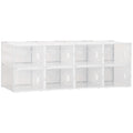 Mobilier pentru organizarea incaltamintei cu gauri de ventilare, 8 cuburi, 28x36x21cm din Plastic PP, Alb si transparent