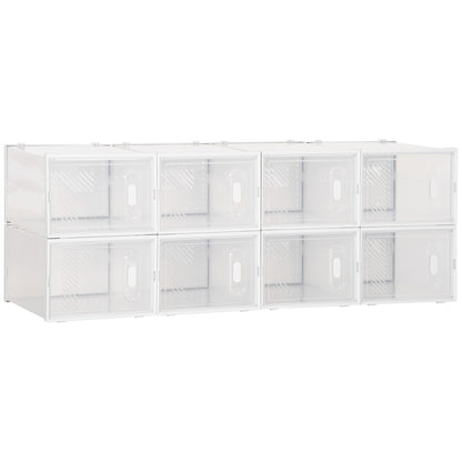 Mobilier pentru organizarea incaltamintei cu gauri de ventilare, 8 cuburi, 28x36x21cm din Plastic PP, Alb si transparent