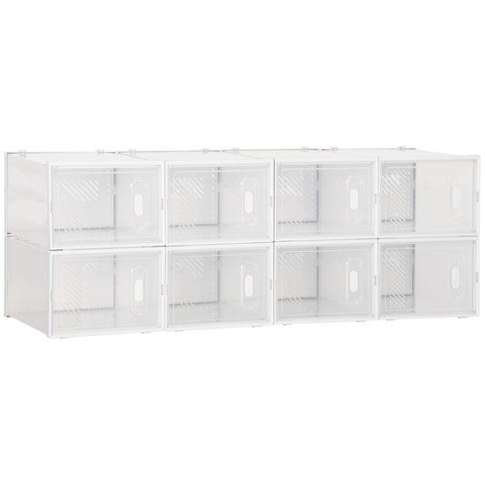 Mobilier pentru organizarea incaltamintei cu gauri de ventilare, 8 cuburi, 28x36x21cm din Plastic PP, Alb si transparent