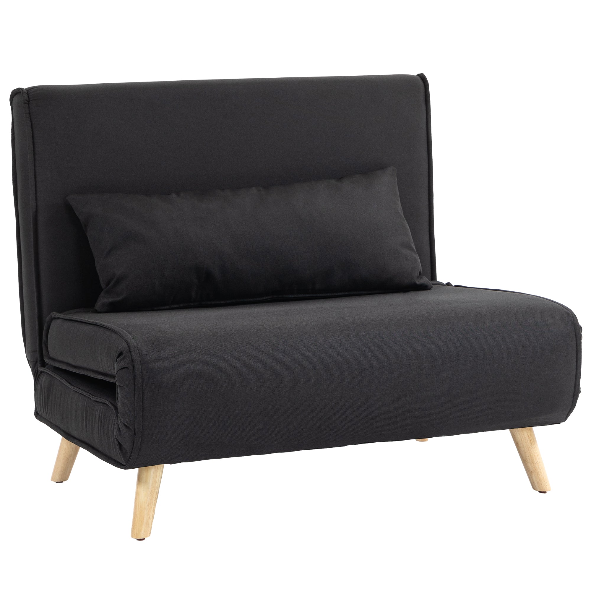 Fotoliu Pat 3 în 1 cu Spătar Reclinabil în 6 poziții, din material textil, 94x78x80 cm, negru