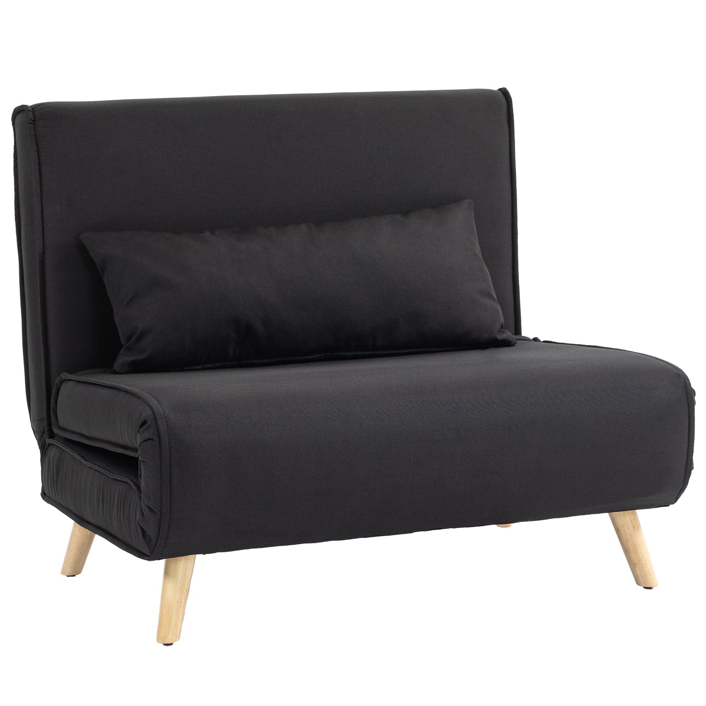 Fotoliu Pat 3 în 1 cu Spătar Reclinabil în 6 poziții, din material textil, 94x78x80 cm, negru