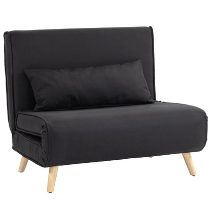 Fotoliu Pat 3 în 1 cu Spătar Reclinabil în 6 poziții, din material textil, 94x78x80 cm, negru