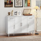 Comodă Buffet Elegantă cu 2 Sertare și 3 Dulapuri cu Rafturi Reglabile, din Lemn, 120x38x86 cm, Alb