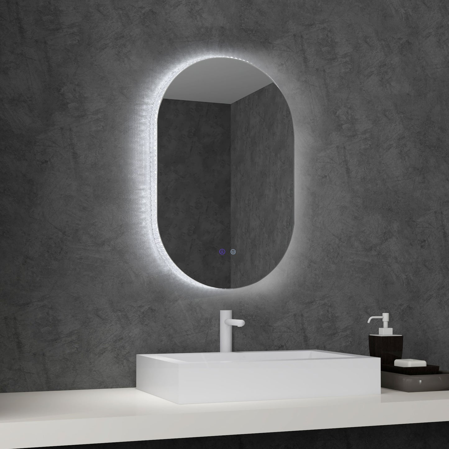 Oglindă de Baie LED Antiaburire cu Luminozitate Reglabilă, din Sticlă și Aluminiu, 81x51x4.5 cm