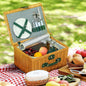Coș de Picnic din Răchită pentru 2 Persoane cu Zonă Frigorifică și Veselă, 40x30x20 cm, Maro Deschis