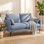 Canapea 2 locuri din material respirabil cu perne groase, 2 perne, cotiere, pentru living, Albastru