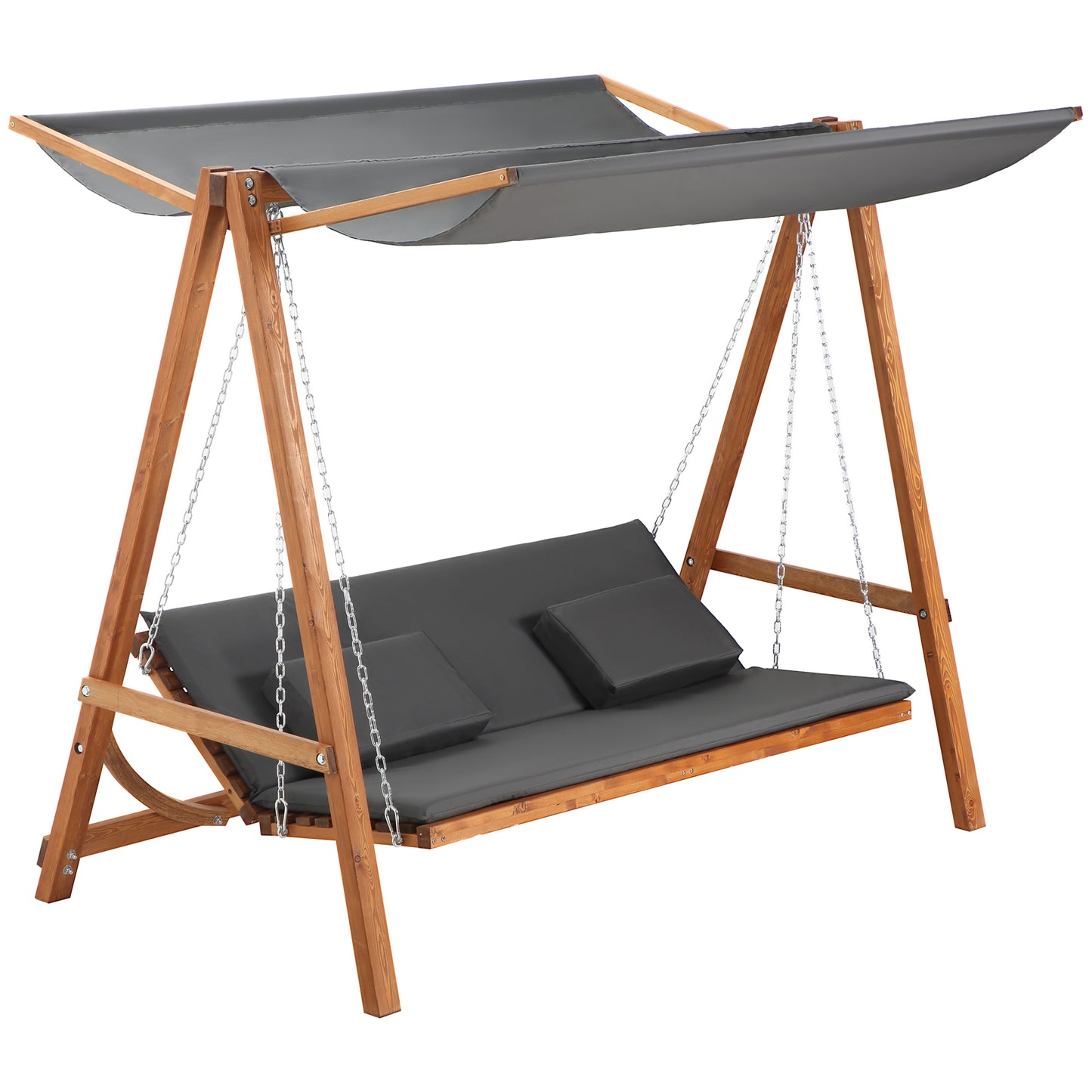 Balansoar de Gradina 3 Locuri, 225.5x113x180cm, Gri si Teck
