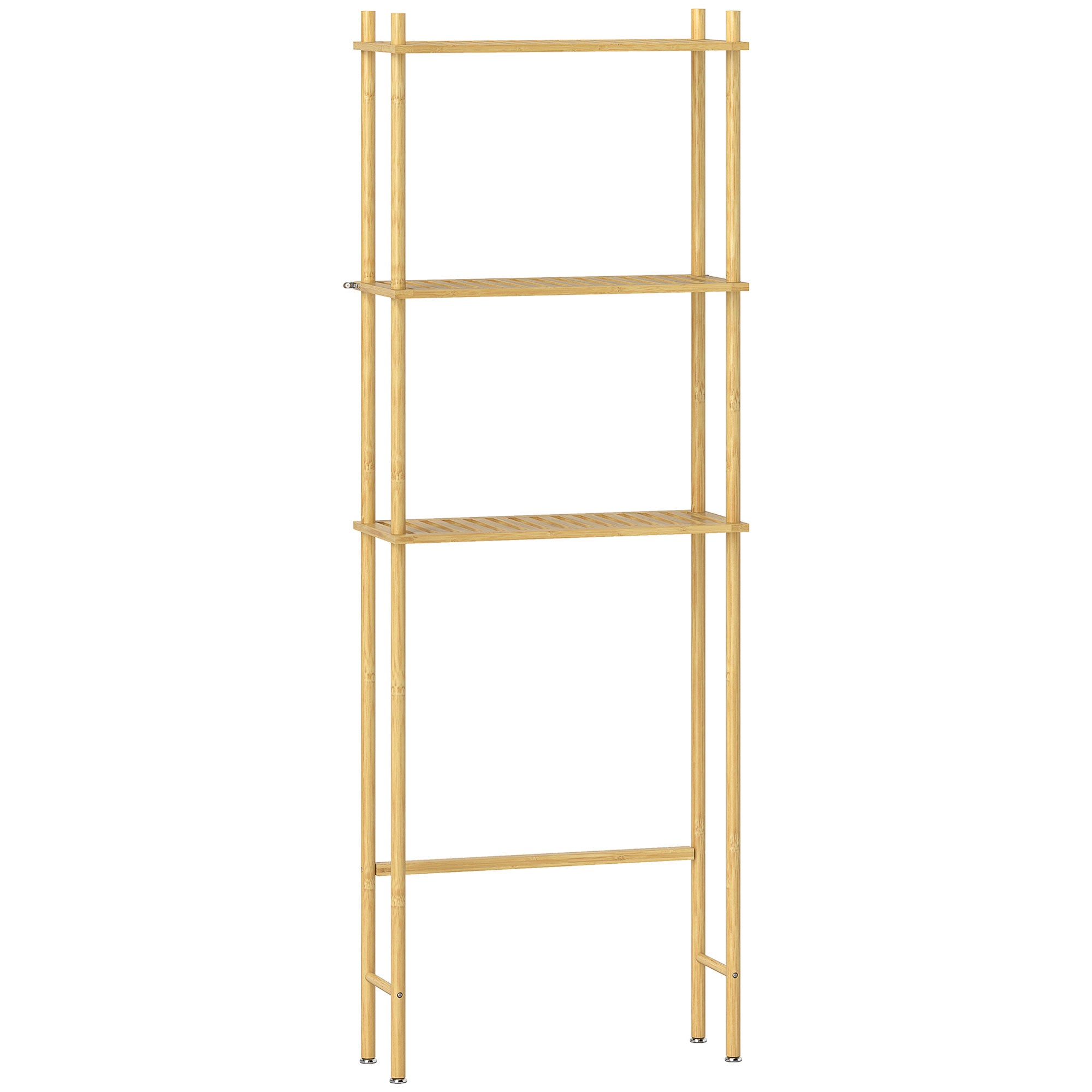 Dulap deasupra WC-ului cu 3 rafturi cu lamele economisitoare de spațiu din bambus, 63,5x25,5x181 cm, culoare lemn