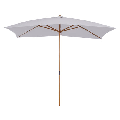 Umbrelă de grădină 2x3m din lemn lacuit cu acoperire detașabilă, albă