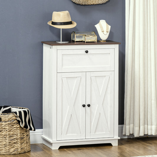 Bufet de depozitare cu multiple spații de depozitare, 2 uși cu raft reglabil, 1 sertar, 60L x 30Ad x 87,5Î cm