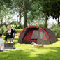 Cort de Camping  de 2-4 Persoane cu Camere Separate, Impermeabil cu Uși Duble, Gri