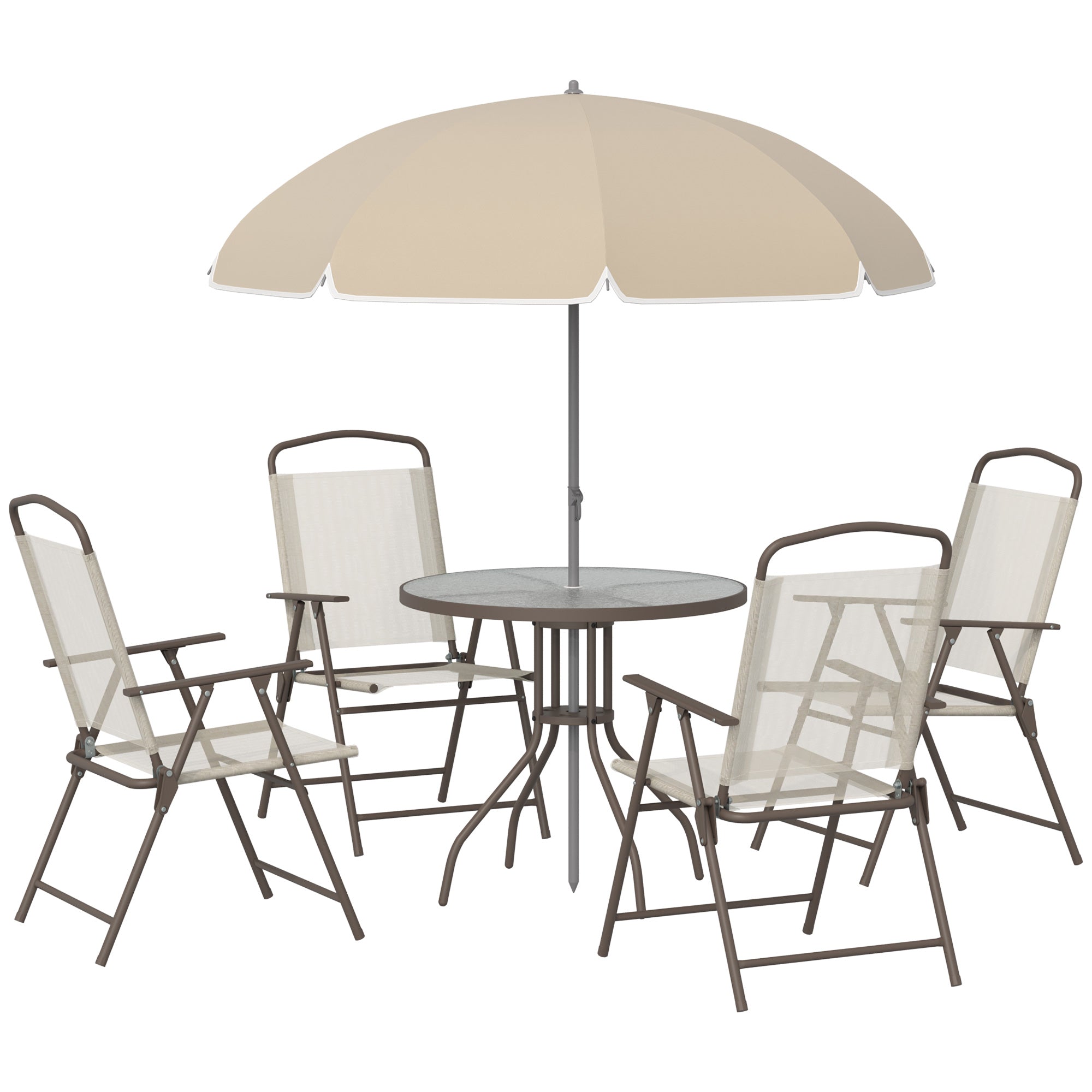Set Mobilier de Gradina cu Tuburi Otel 6 bucati, crem