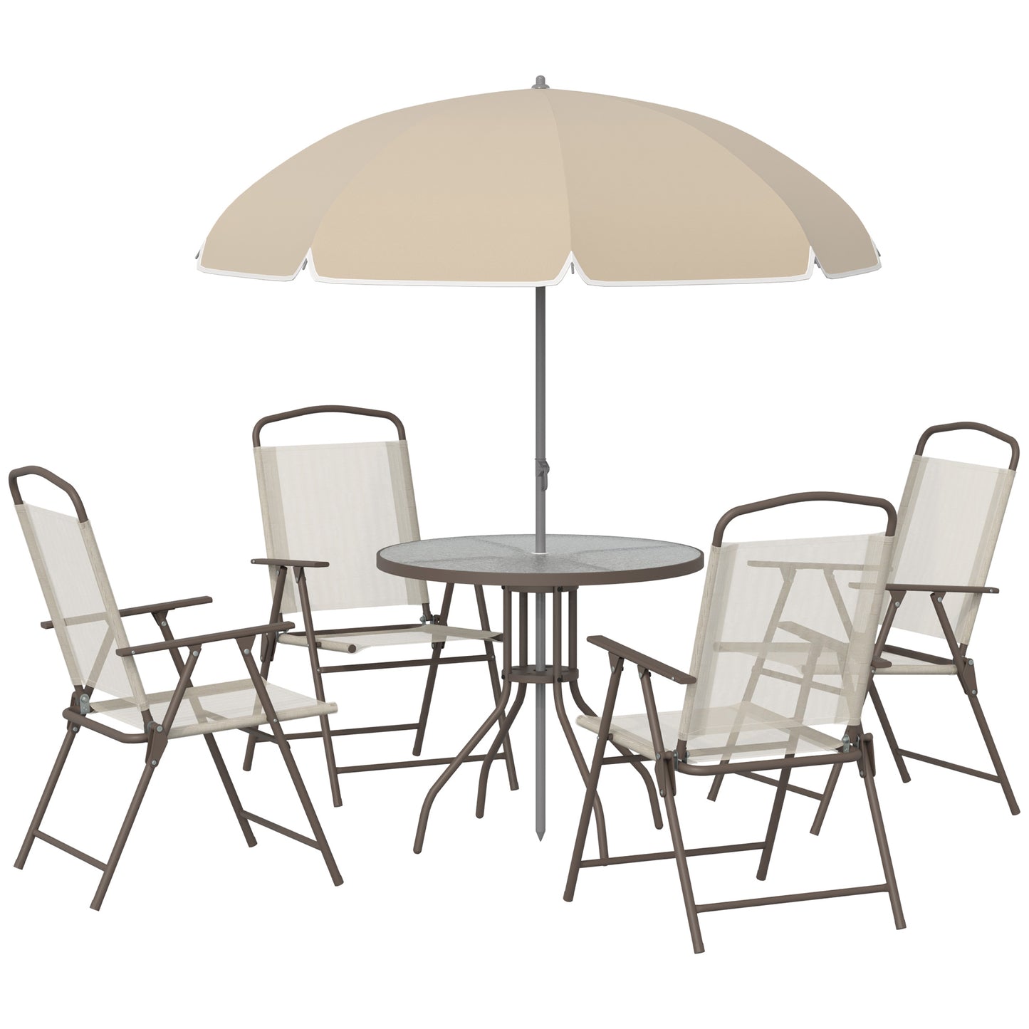 Set Mobilier de Gradina cu Tuburi Otel 6 bucati, crem