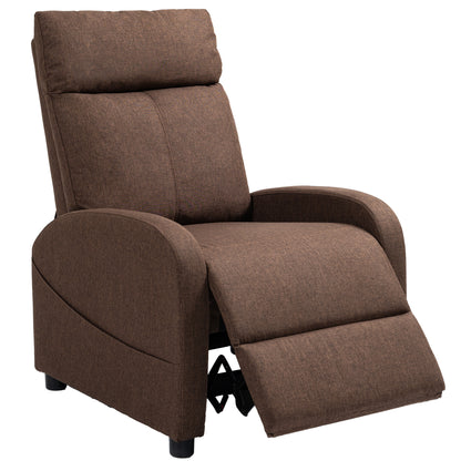 Fotoliu Relax Rabatabil cu Suport pentru Picioare, din Material Textil cu Aspect de In, 69x85x100 cm, Maro