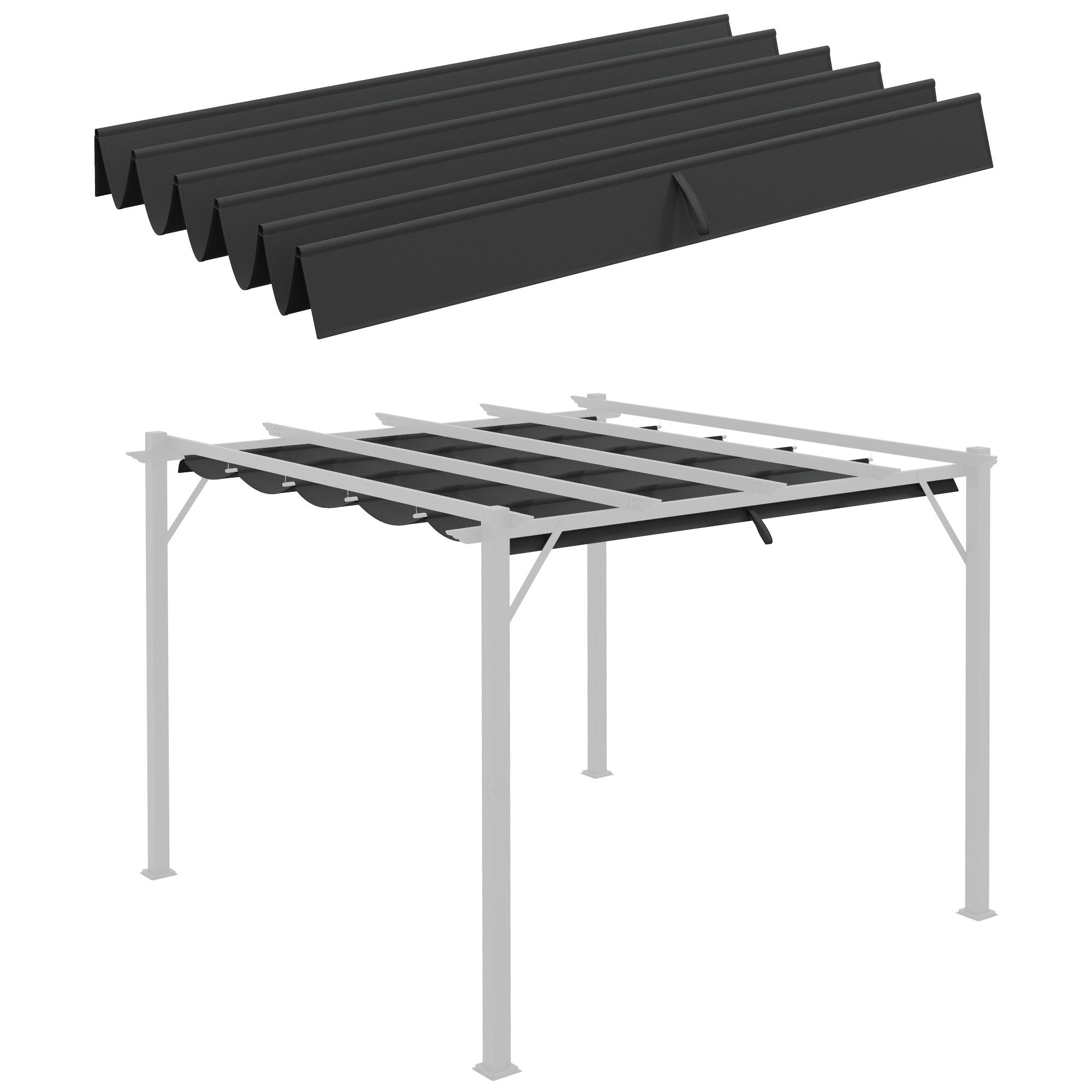 Copertina retractabila pentru pergola, Copertina de rezerva din material textil pentru pergola de 3 x 3 (m), gri inchis