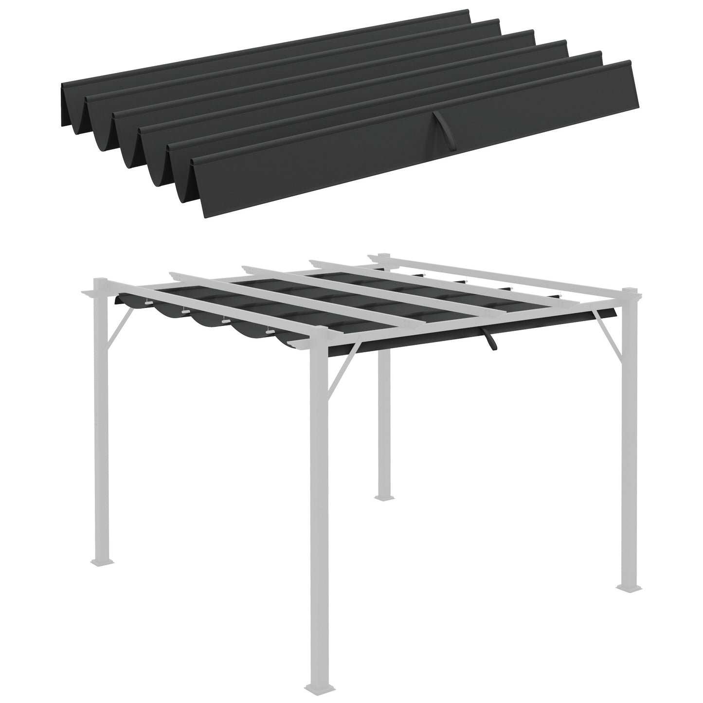 Copertina retractabila pentru pergola, Copertina de rezerva din material textil pentru pergola de 3 x 3 (m), gri inchis