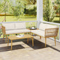 Set Mobilier de Exterior din Ratan PE cu 2 Canapele de 2 Locuri cu Perne și 2 Mese de Cafea, Culoare Lemn